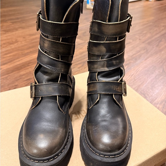 Steve Madden Black and Brown Combat Boots - Picture 3 of 5